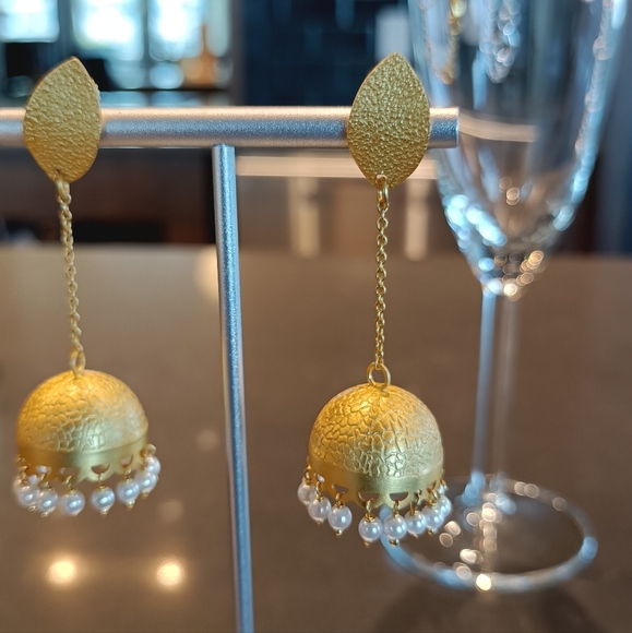 925 Sterling Silver Jhumka Natural Pearl Earrings – Great for Indian Weddings - Picture 9 of 10